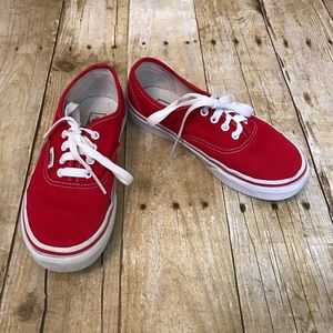 Vans Red White Canvas Unisex Size 1.5 Sneakers